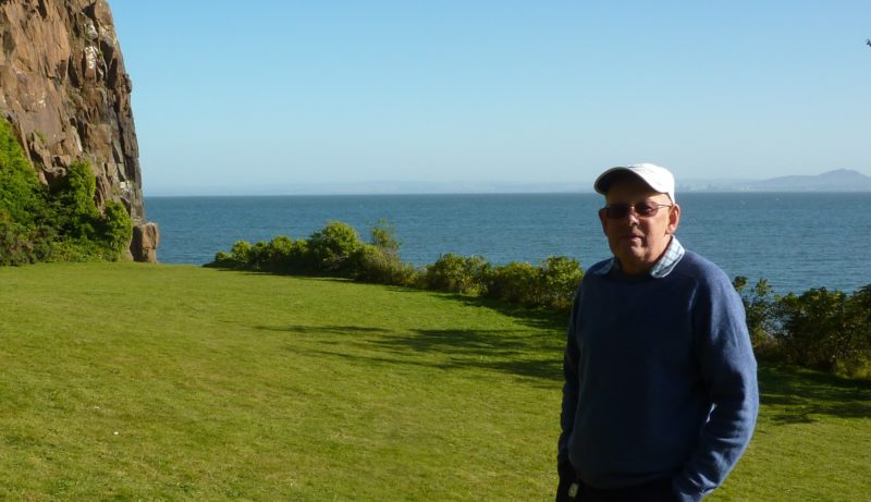 Peter on the Fife coast at Aberdour on his 75th birthday last year.
